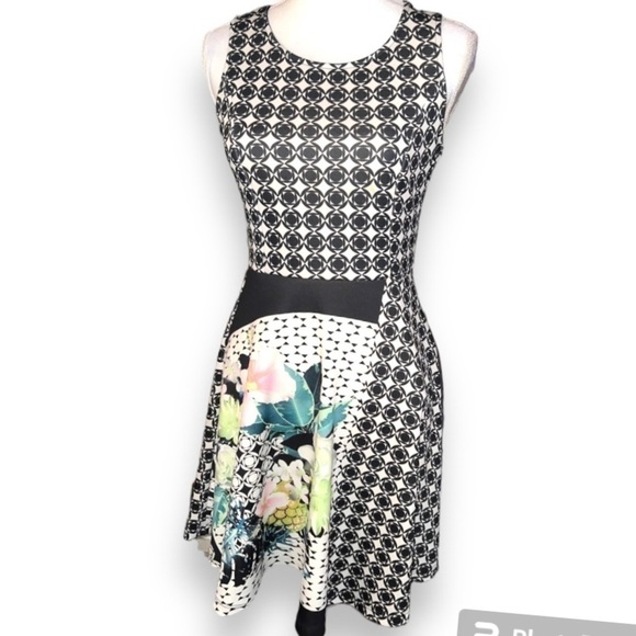 Aqua Dresses & Skirts - Aqua pretty print sleeveless dress, floral and checks, S.